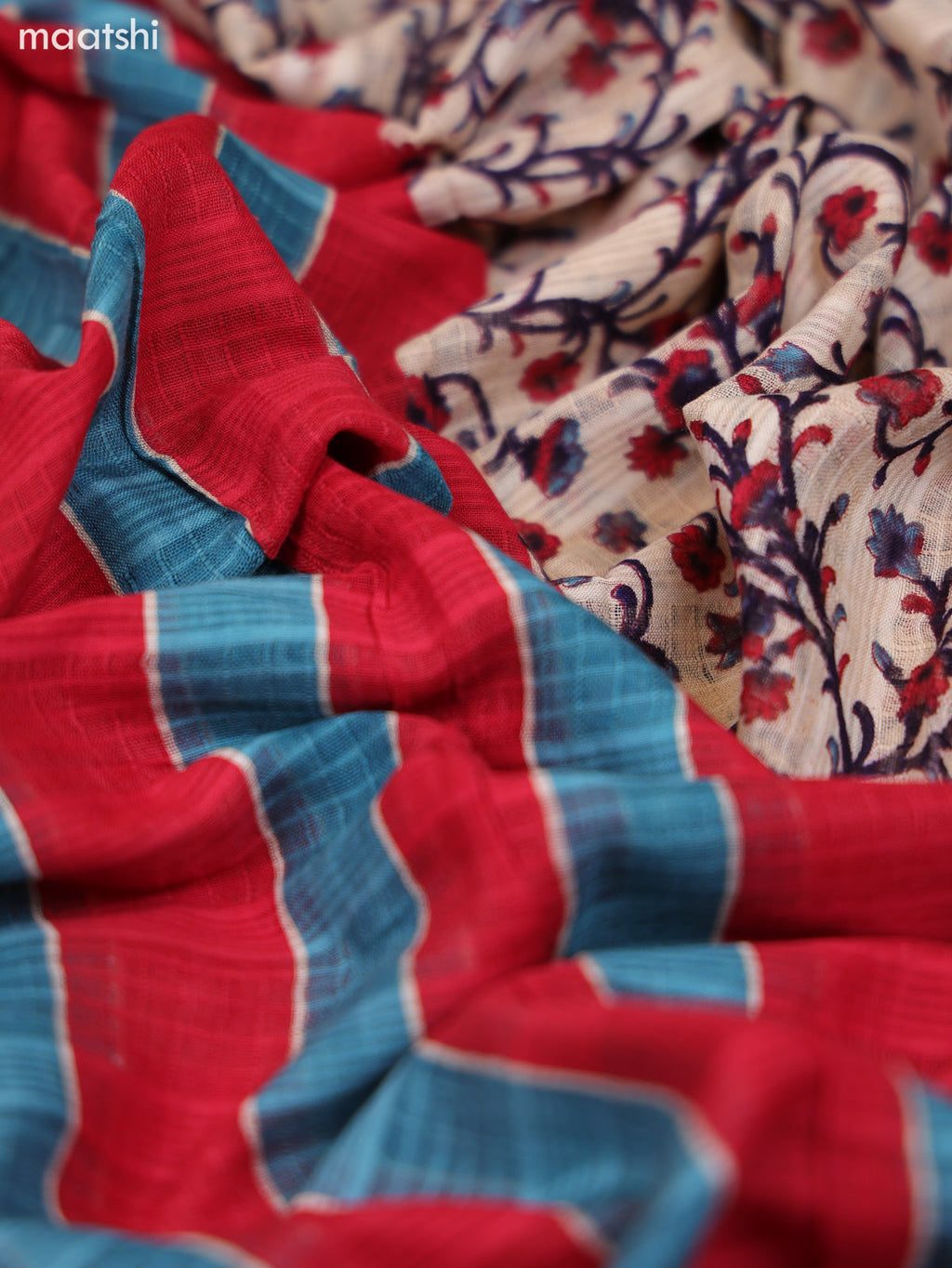 Navy Blue and Beige Cotton Dress Material With Batik Butta Prints & Allover Embroidery Work Pattern and Bottom & Dupatta