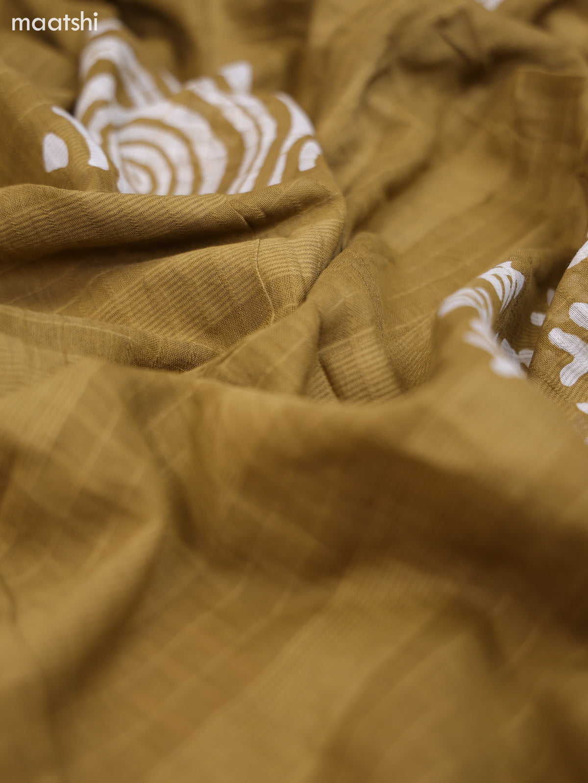 Mustard Green Cotton Dress Material With Floral Prints & Embroidery Work Buttas and Bottom & Dupatta