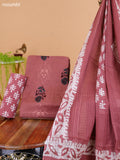 Mauve Pink Cotton Dress Material With Floral Prints & Embroidery Work Buttas and Bottom & Dupatta