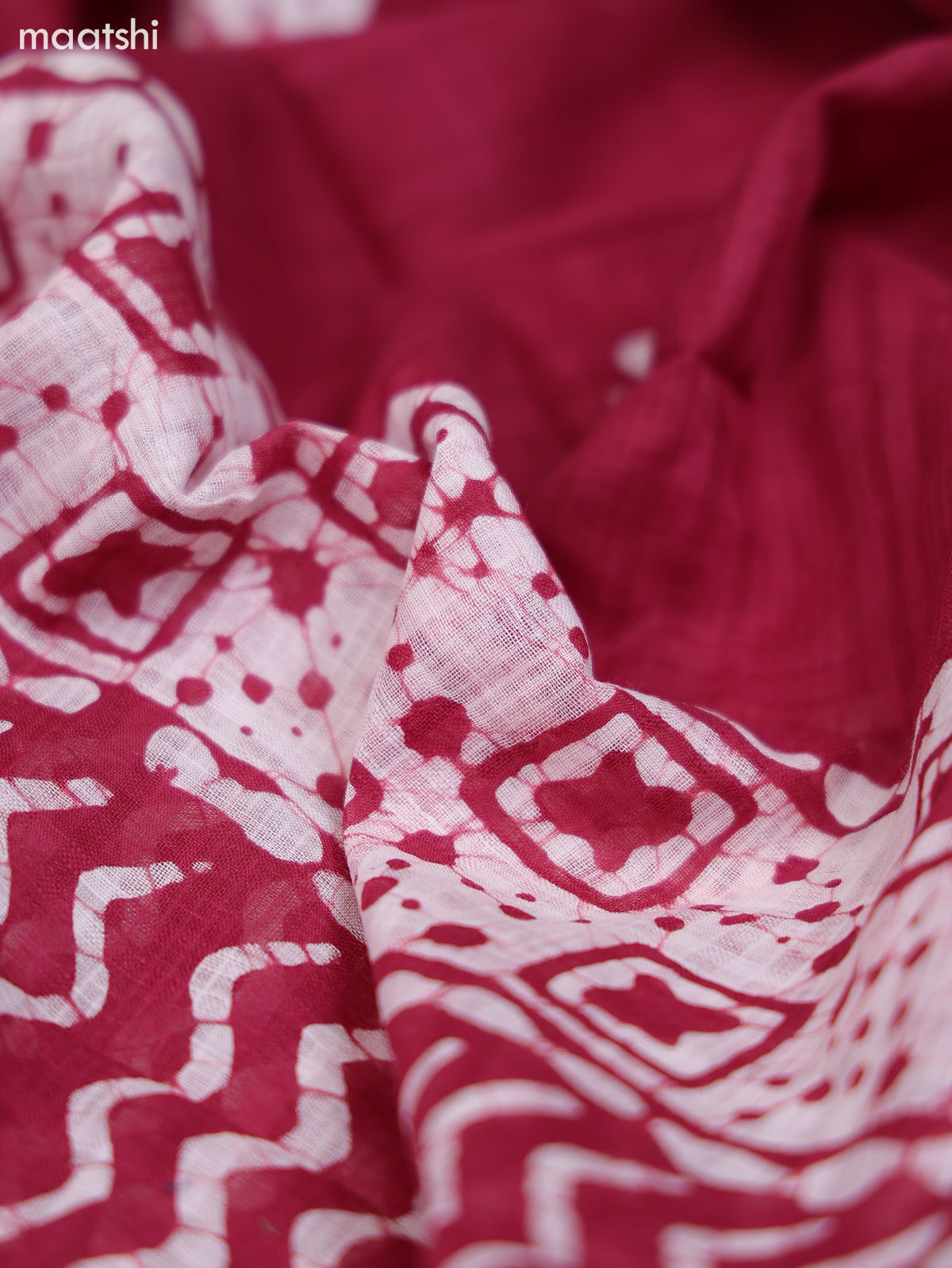 Maroon and Off White Cotton Dress Material With Batik Prints & Embroidery Work Buttas and Bottom & Dupatta