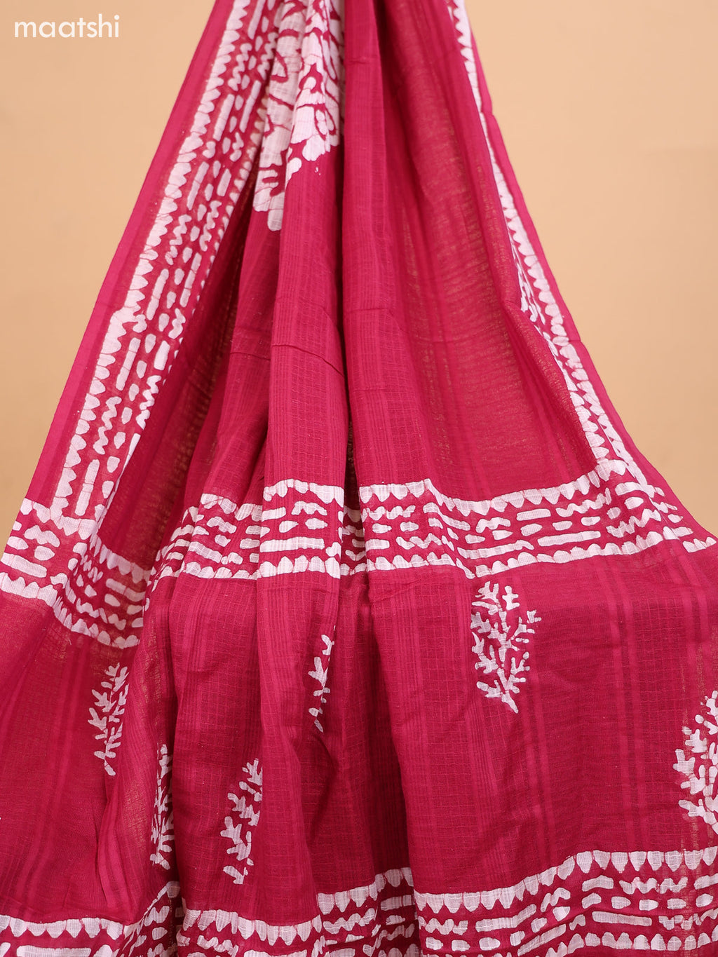 Maroon and Off White Cotton Dress Material With Prints and Bottom & Dupatta