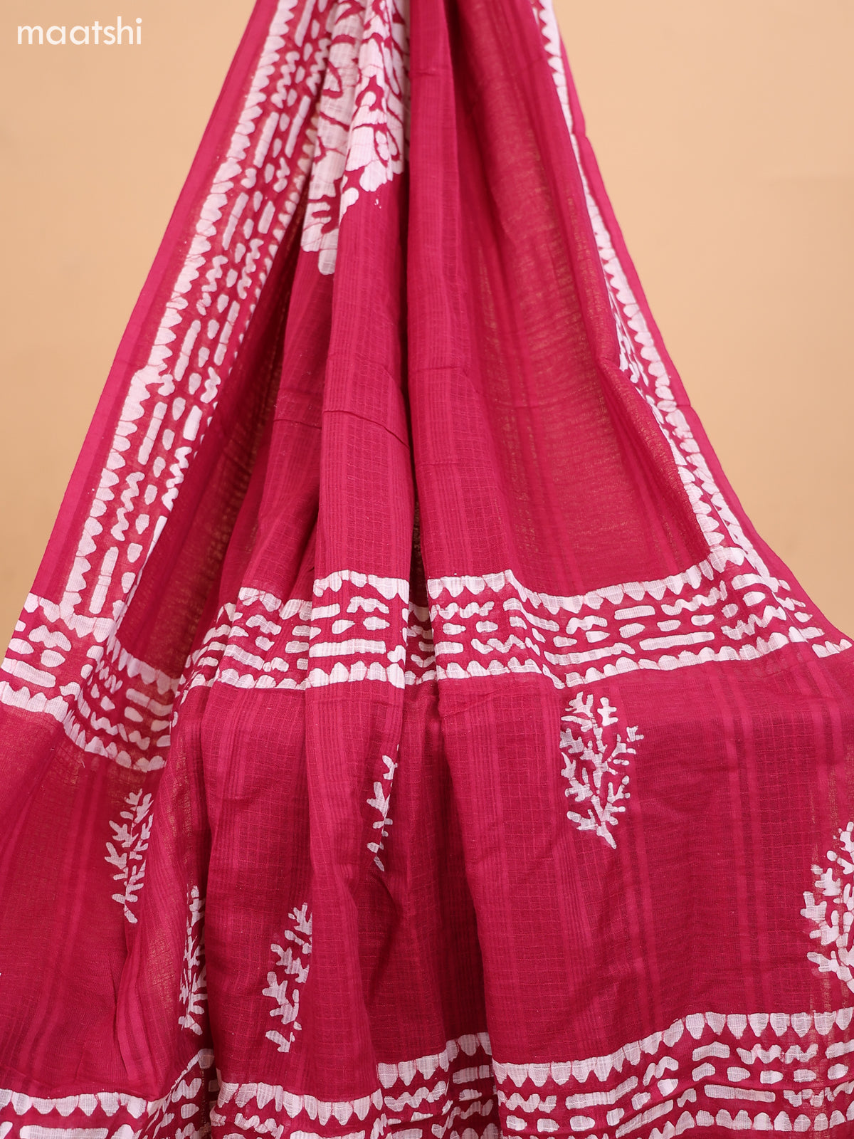 Maroon and Off White Cotton Dress Material With Prints and Bottom & Dupatta
