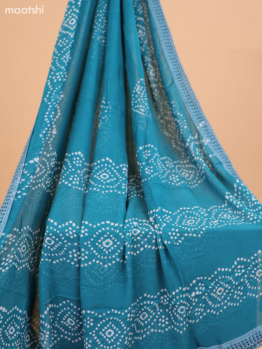Green and Off White Cotton Dress Material With Batik Prints & Hakoba Work Pattern and Bottom & Dupatta