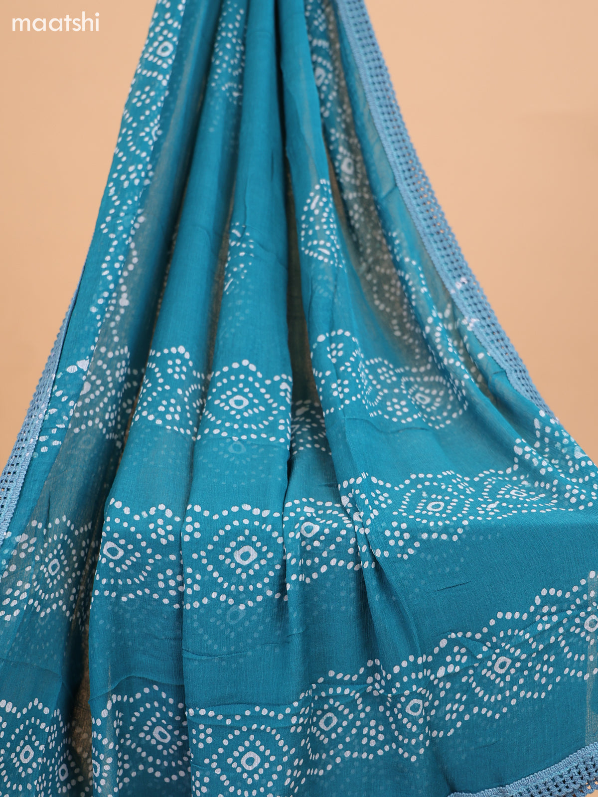 Green and Off White Cotton Dress Material With Batik Prints & Hakoba Work Pattern and Bottom & Dupatta