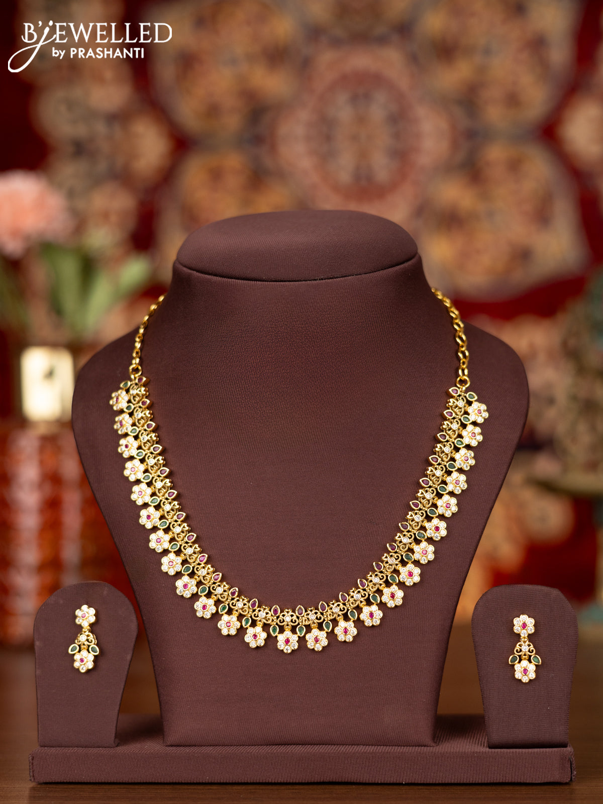 Antique necklace with kemp and cz stones