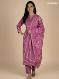 Dark Mauve Pink Cotton Printed Anarkali Suit