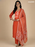 Rustic Orange Cotton Bandhani Printed Straight Suit
