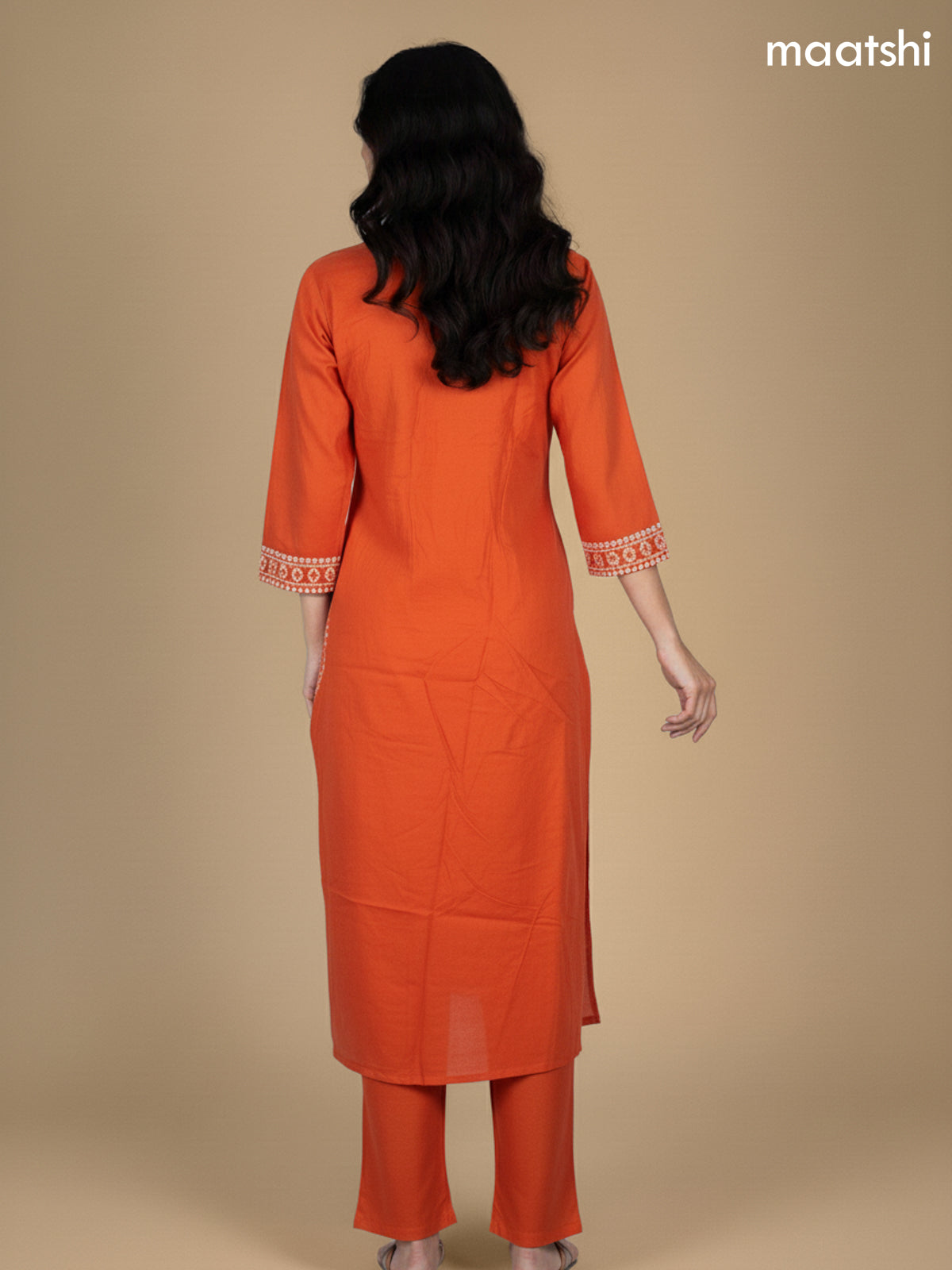 Rustic Orange Cotton Bandhani Printed Straight Suit