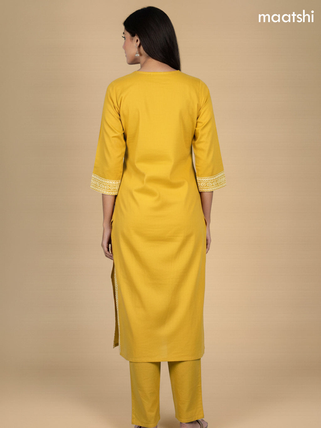 Mustard Yellow Cotton Bandhani Printed Straight Suit