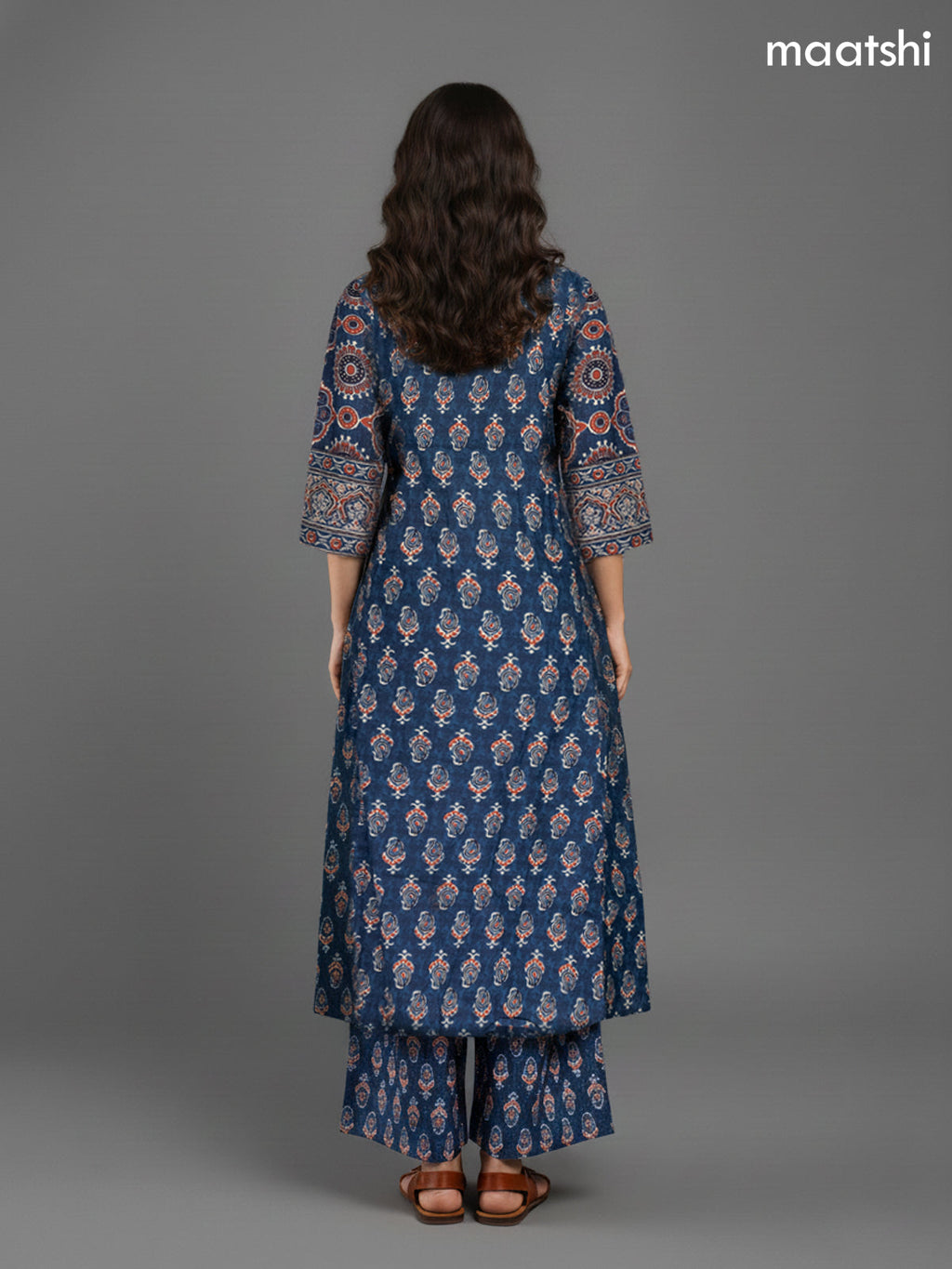 Peacock Green Cotton Block Printed Anarkali Suit