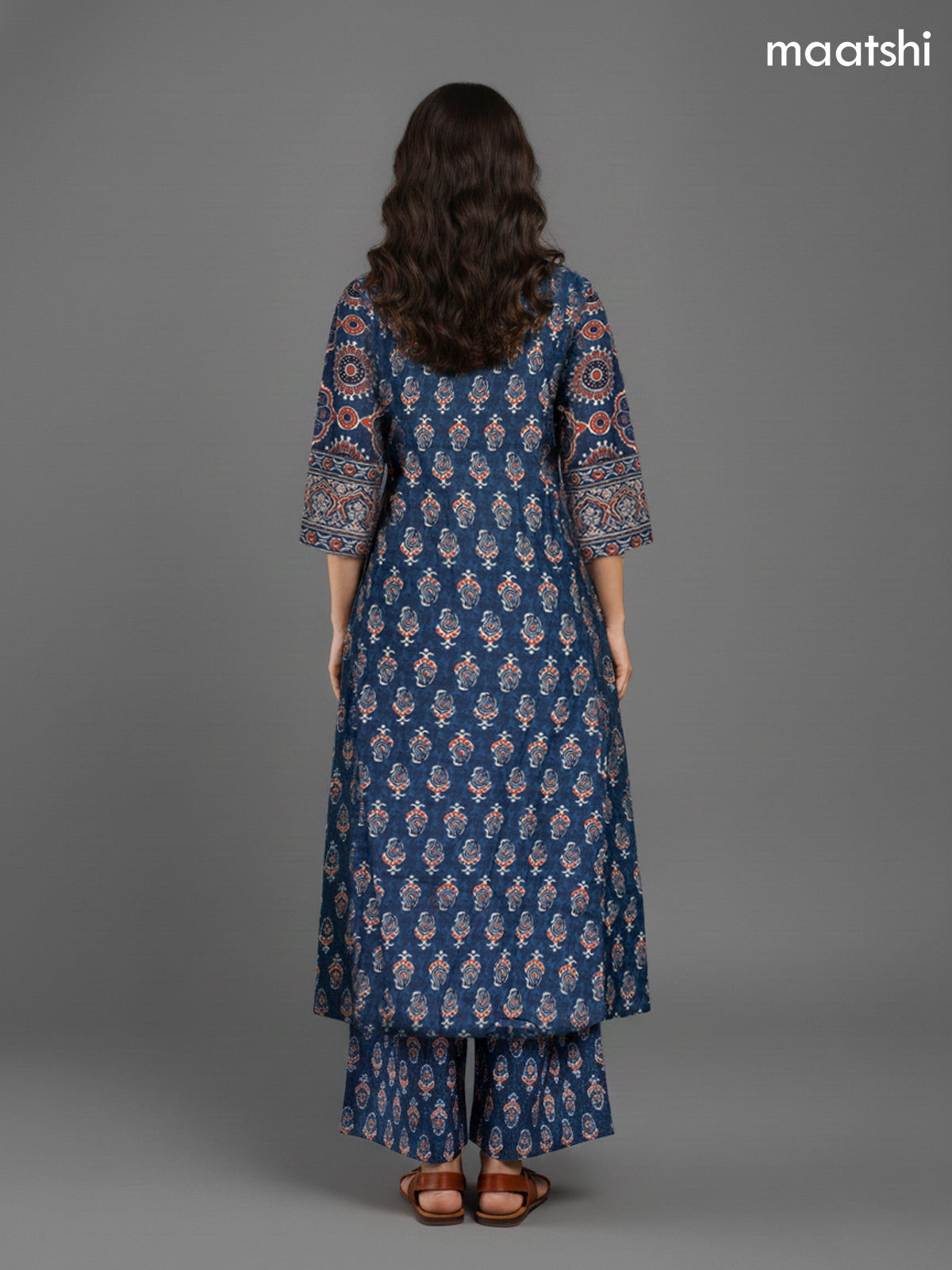 Peacock Green Cotton Block Printed Anarkali Suit