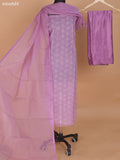Mauve Pink Kota Dress Material With Embroidery Work and Bottom & Dupatta