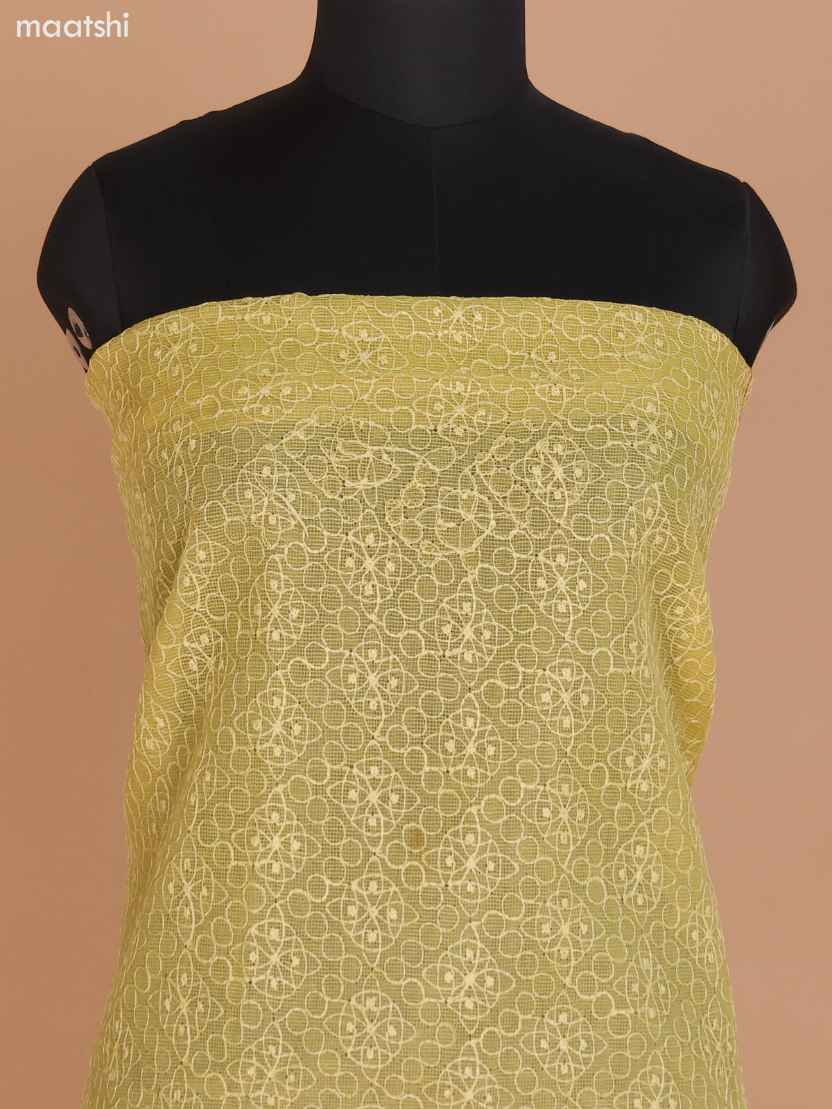 Mustard Shade Kota Dress Material With Embroidery Work and Bottom & Dupatta