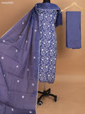 Greyish Blue Kota Dress Material With Floral Embroidery & Sequin Work and Bottom & Dupatta