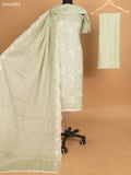 Pastel Green Kota Dress Material With Floral Embroidery Work and Bottom & Dupatta