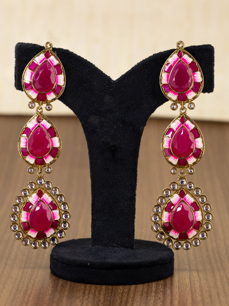 Light weight minakari earring pink with pearl maatal