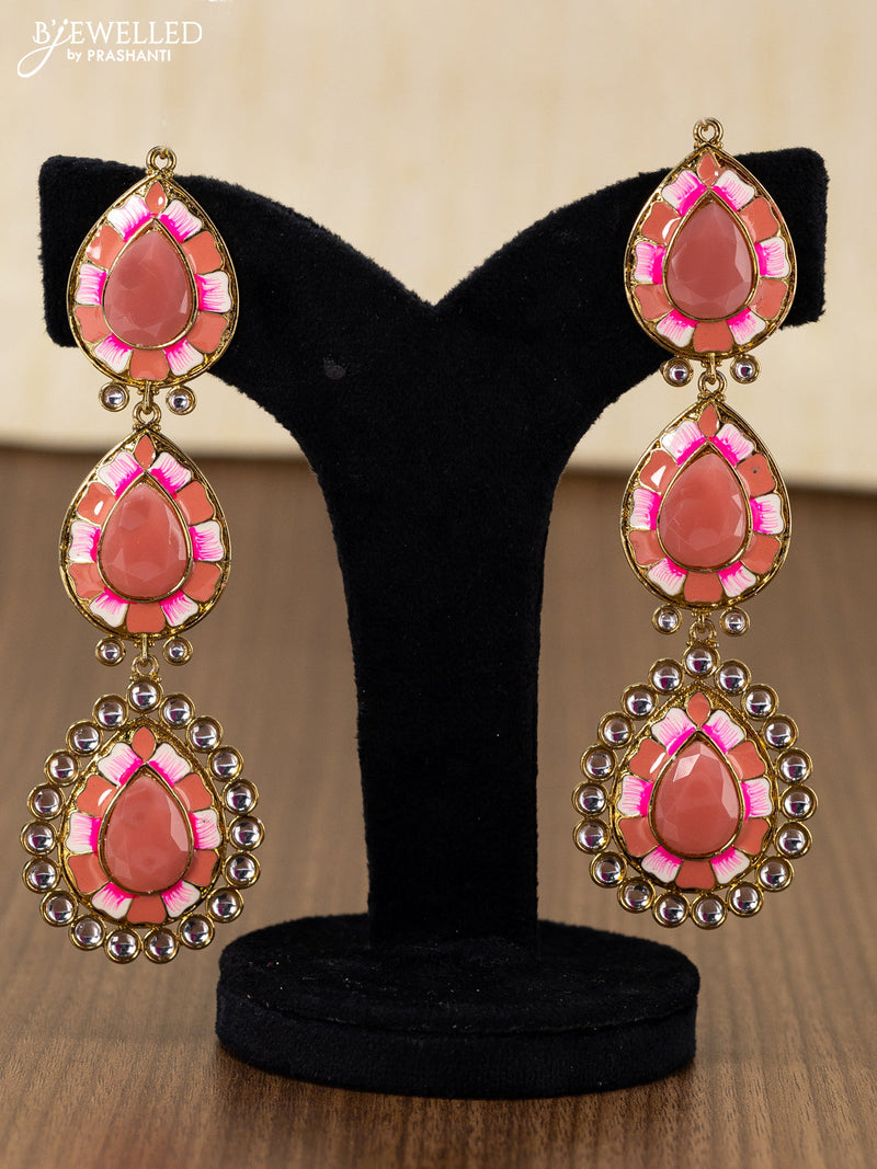 Light weight minakari earring mauve pink with pearl maatal