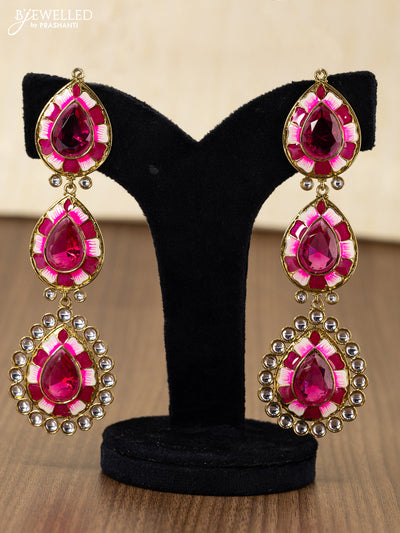 Light weight minakari earring pink with pearl maatal
