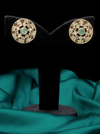 Light weight floral design earrings with mint green and white stones