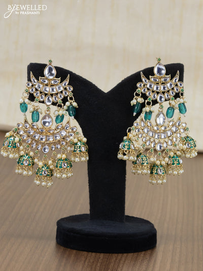 Light weight earrings with kundan stones and pearl maatal