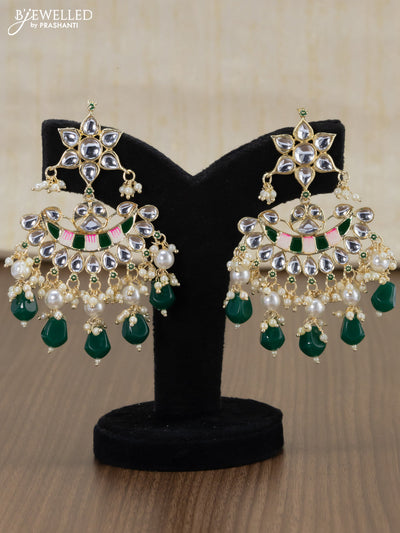 Light weight minakari green earrings with pearl maatal