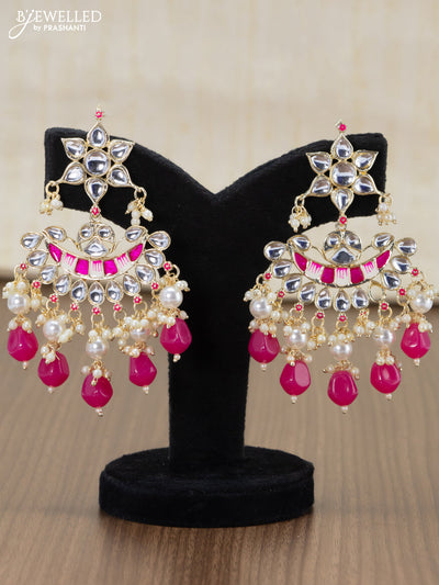Light weight minakari pink earrings with pearl maatal