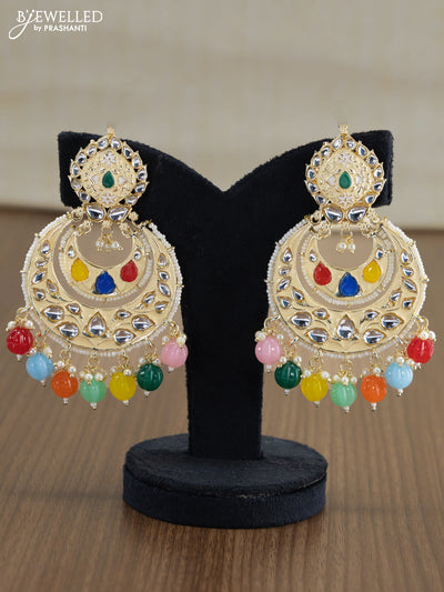 Light weight chandbali cream minakari earrings with pearl maatal