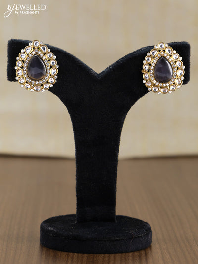 Light weight earrings with cz and grey stone