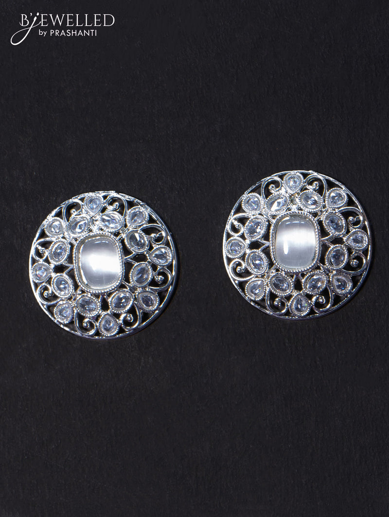 Light weight floral design earrings with cz stone