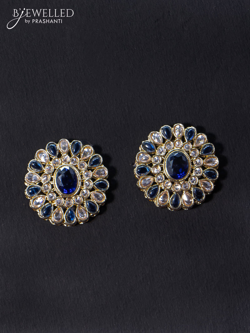 Light weight floral design earrings with cz and sapphire stone