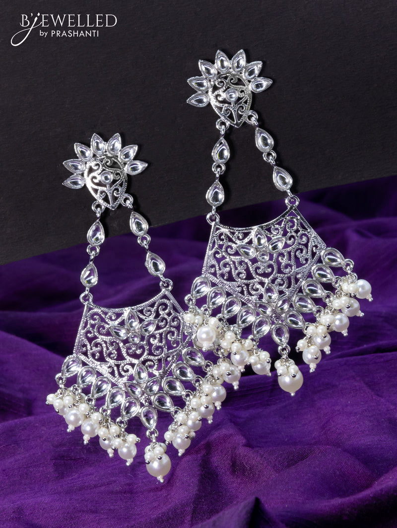 Light weight earrings with cz stone and pearl hangings