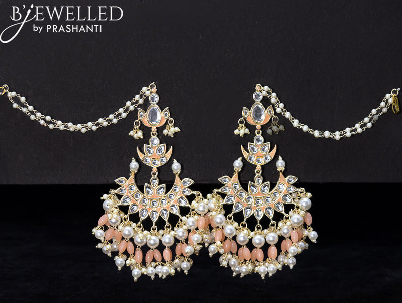 Light weight peach earring with pearl hangings and maatal