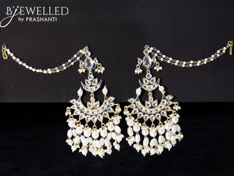 Light weight chandbali earrings with kundan stone and pearl maatal