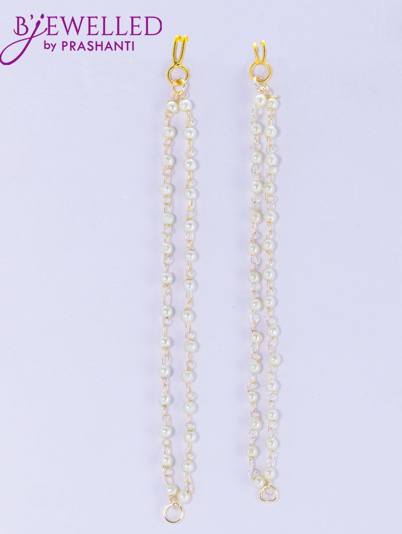 Dangler earrings cream with pearl hangings and pearl maatal