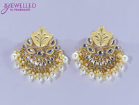 Dangler cream earrings with pearl hangings and pearl maatal