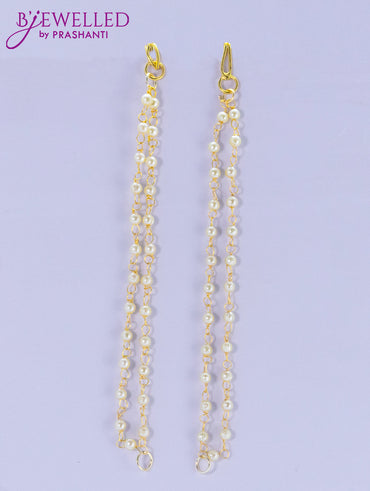 Dangler cream earrings with pearl hangings and pearl maatal