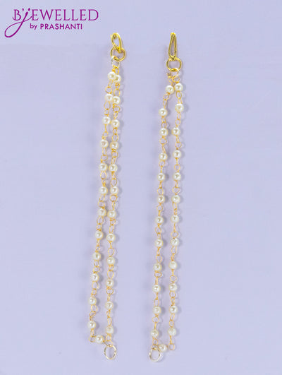 Dangler cream earrings with pearl hangings and pearl maatal