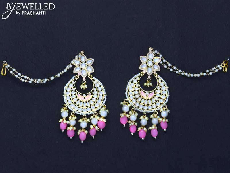 Dangler chandbali baby pink earrings hangings and pearl maatal