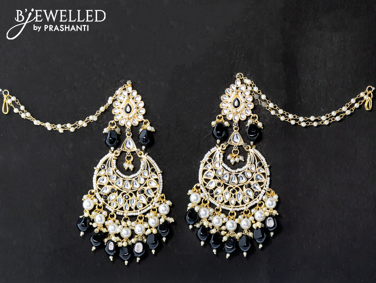 Dangler earrings black with hangings and pearl maatal