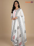 Cream and Maroon Black Cotton Block Printed Anarkali Suit