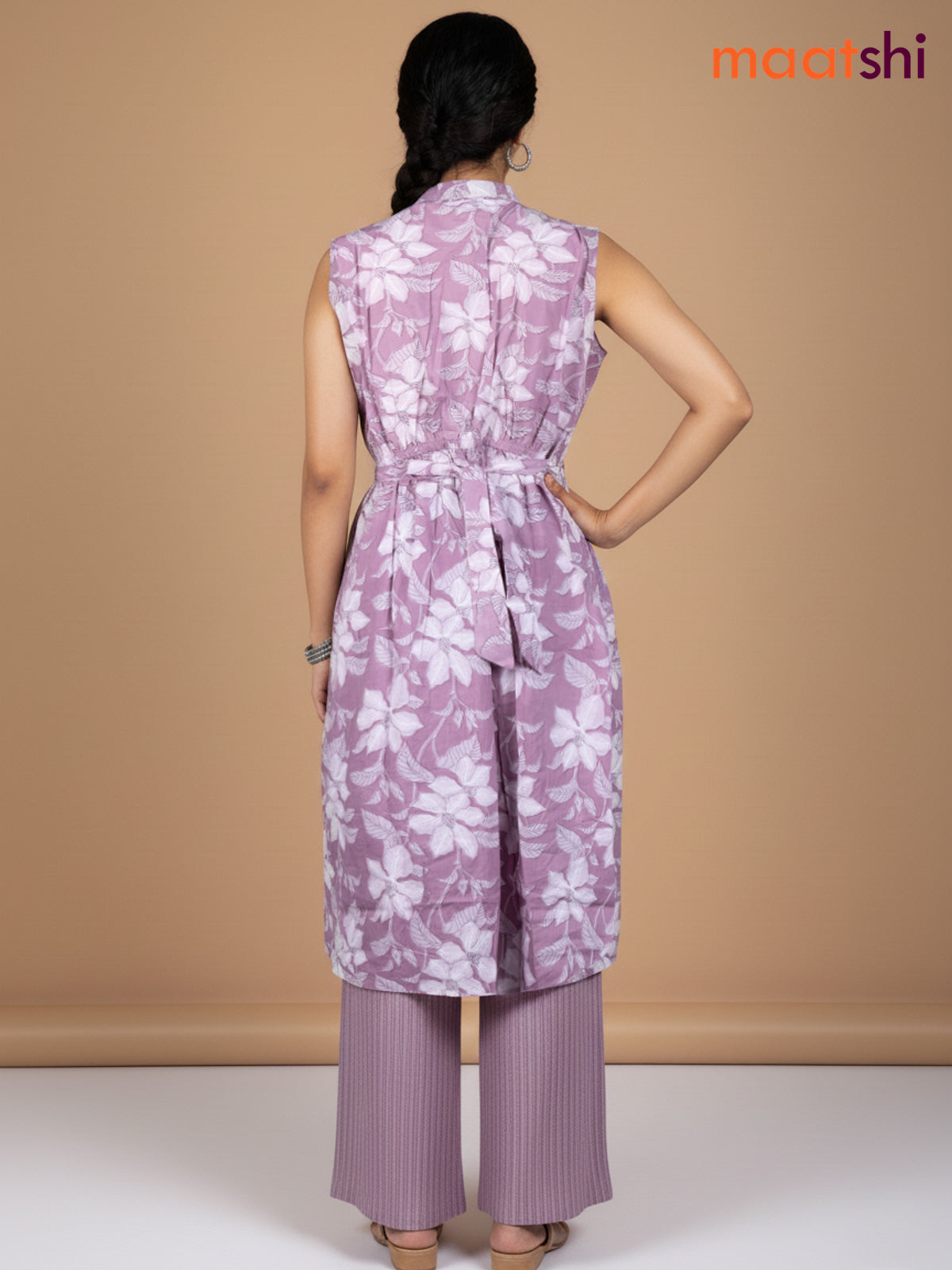 Pastel Pink Cotton Printed Kurti Set