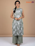 Pastel Green Cotton Printed Kurti Set