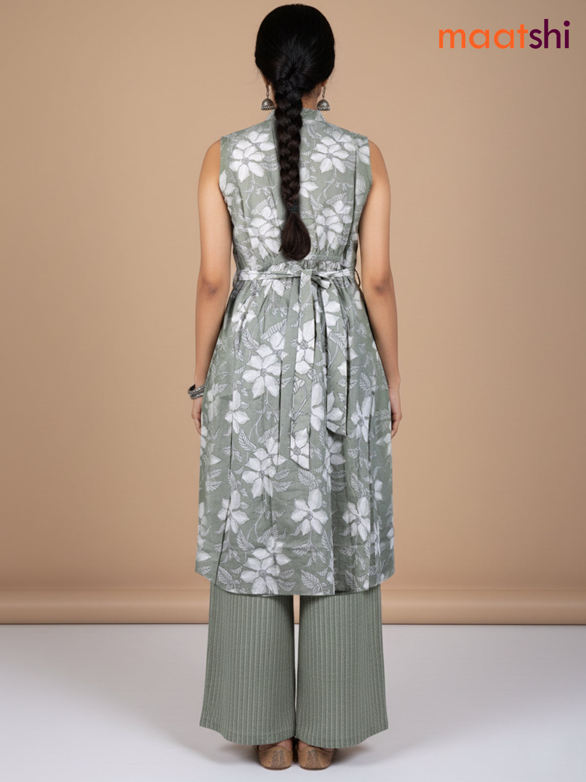 Pastel Green Cotton Printed Kurti Set