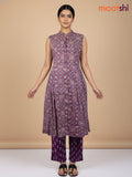 Purple Shade Cotton Ajrakh Printed Kurti Set