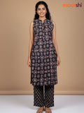 Black Cotton Ajrakh Printed Kurti Set