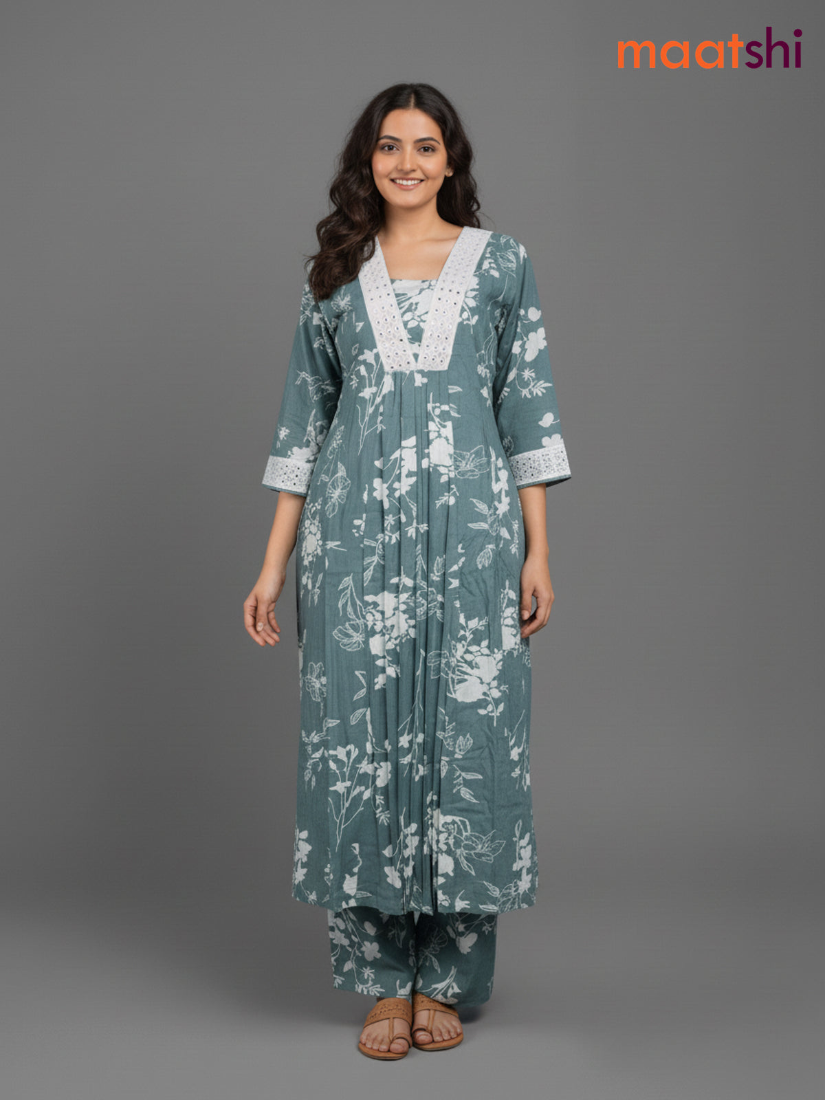 Pastel Green Cotton Floral Printed Co-Ord Set