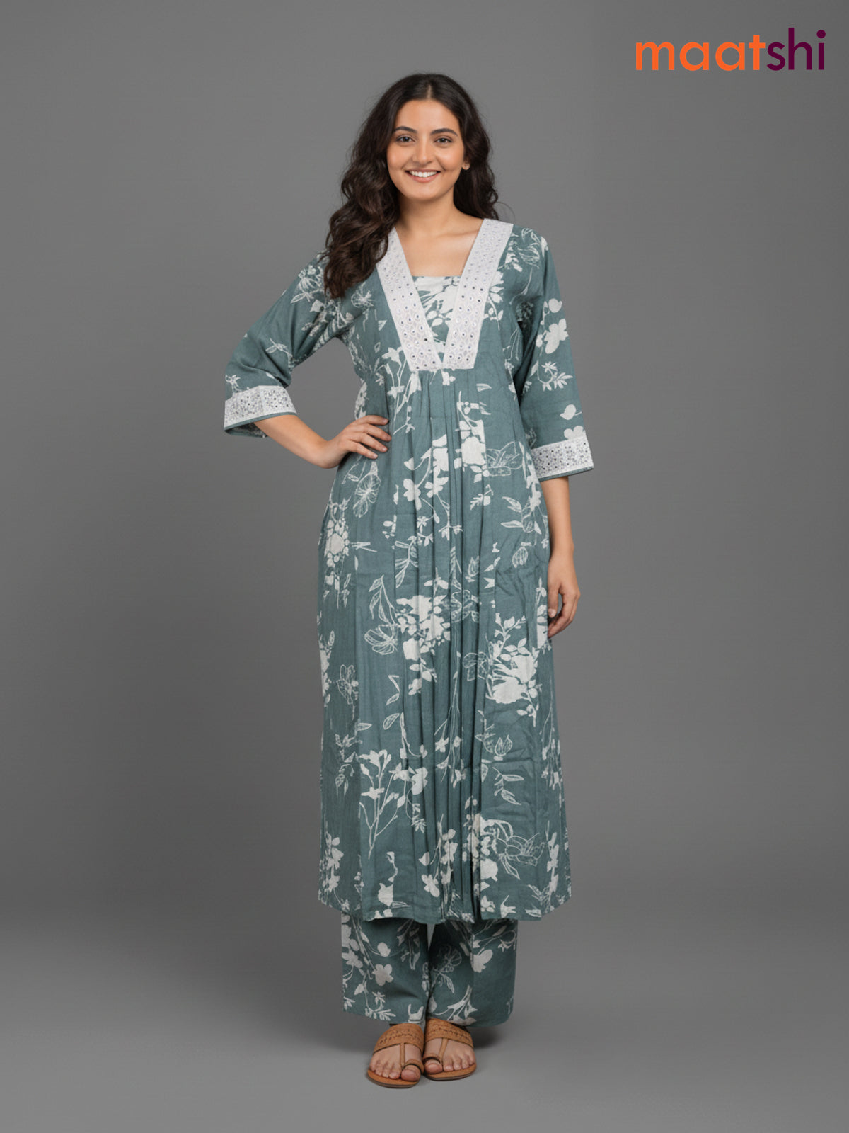 Pastel Green Cotton Floral Printed Co-Ord Set