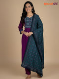 Purple Chanderi Beaded Work Anarkali Suit