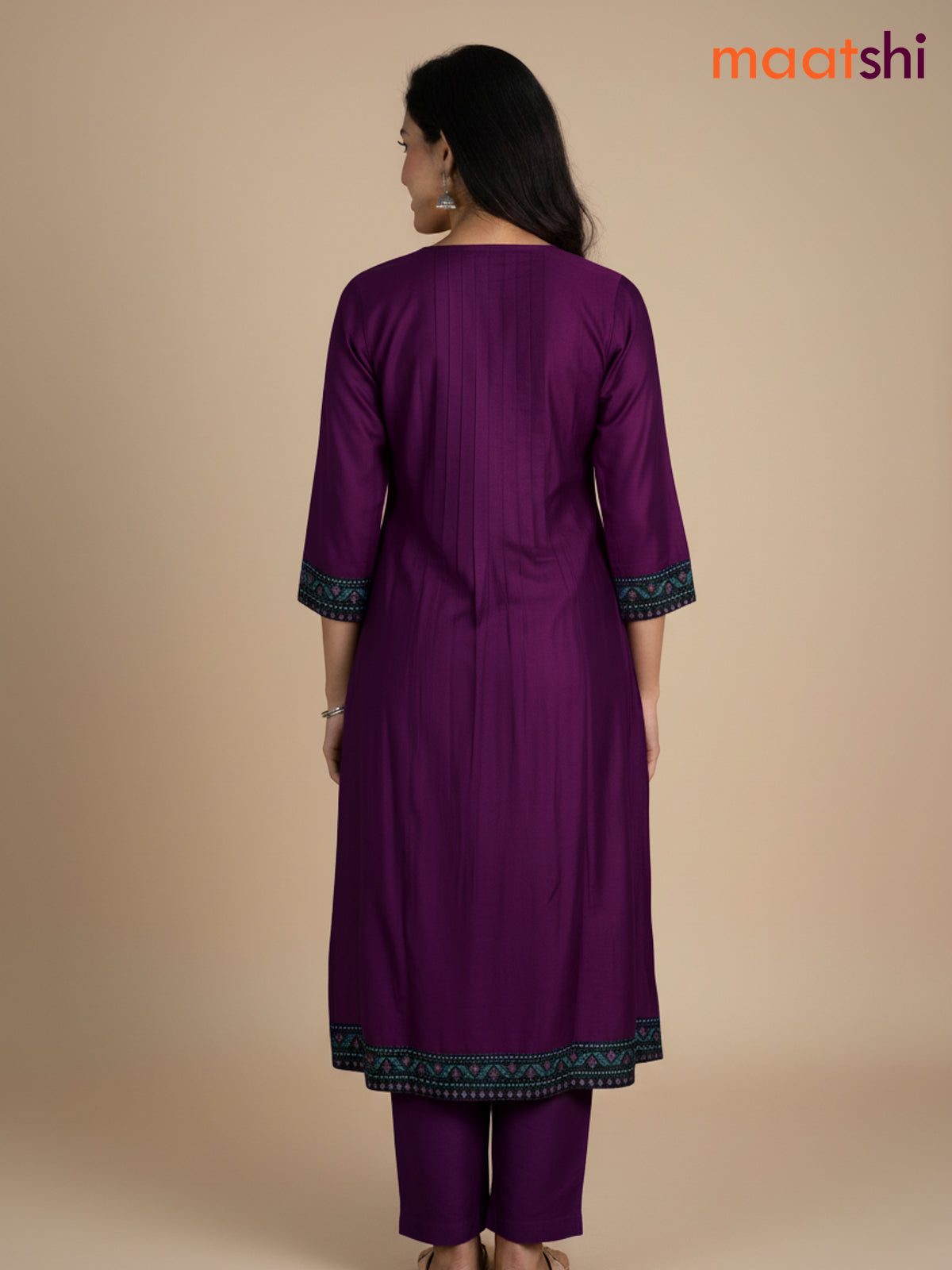 Purple Chanderi Beaded Work Anarkali Suit