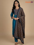 Teal Blue Chanderi Beaded Work Anarkali Suit